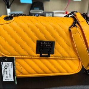 Badgley Mischka Yellow Chevron Crossbody Bag